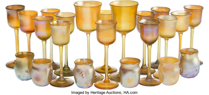 A Group of Tiffany Favrile Glass Table Articles (circa 1900)