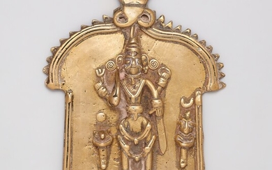 A Karnataka copper alloy plaque. Southern India. 19th century