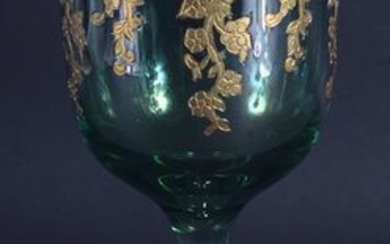A LARGE VENETIAN GLASS decorated with gilt motifs. 17