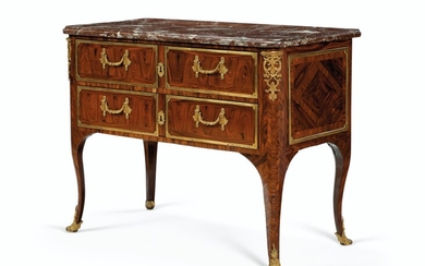 A LOUIS XV ORMOLU-MOUNTED KINGWOOD COMMODE, BY HUBERT HANSEN, CIRCA 1750, LARGELY LATER MOUNTED