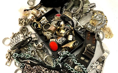 A Large Collection of Costume Jewellery including Rings & Chains