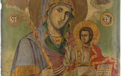 A MONUMENTAL ICON SHOWING THE HODIGITRIA MOTHER OF GOD