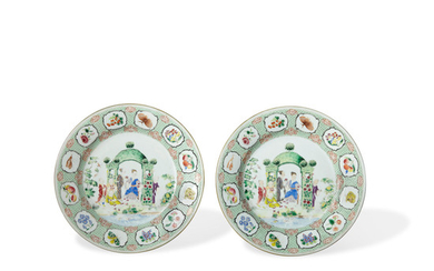 A PAIR OF EXPORT 'ARBOR PATTERN' PLATES