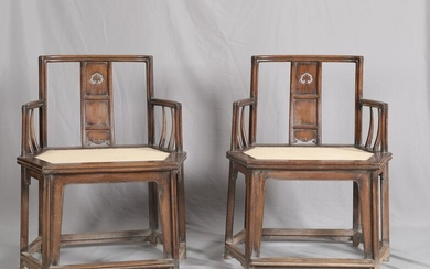 A PAIR OF HUANGHUALI OFFICIAL.S HAT ARMCHAIRS.