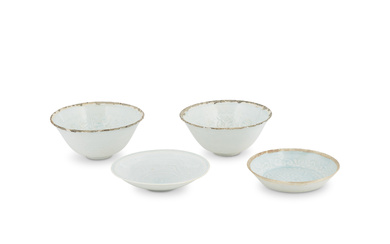 A PAIR OF QINGBAI BOWLS AND TWO QINGBAI DISHES SONG DYNASTY (960-1279)