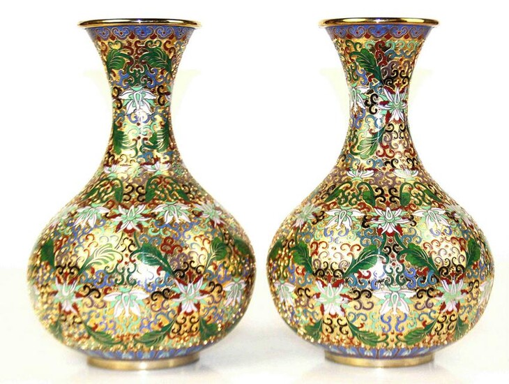 A Pair Of Chinese Enameled Vases