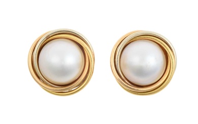 A Pair of 18 Carat Gold Mabe Pearl Earrings the...