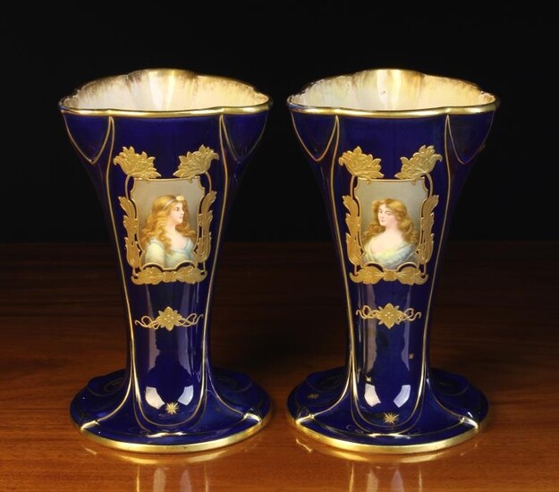 A Pair of Art Nouveau Royal Bonn Vases. The...