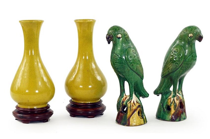 A Pair of Chinese Crackle Glaze Porcelain Bottle Vases.