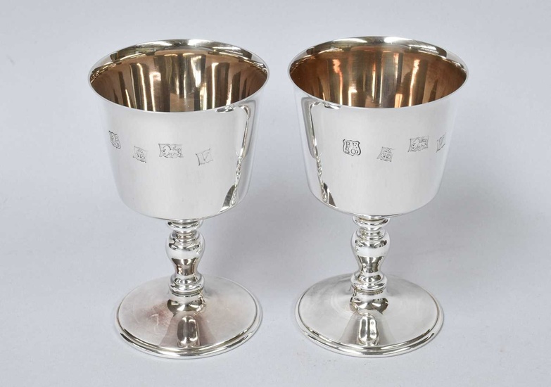 A Pair of Elizabeth II Silver Goblets, by Barker Ellis...