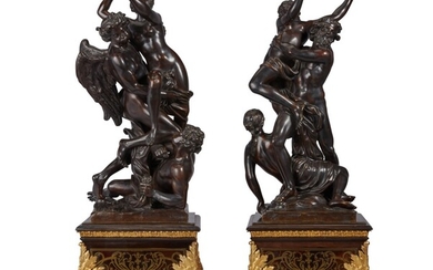 A Pair of French Bronze Groups Depicting the Rape of Orithyia by Boreas, After Gaspard Marsy and Anselme Flamen, and the Rape of Proserpina by Pluto, After François Girardon, Late 17th/ Early 18th Century