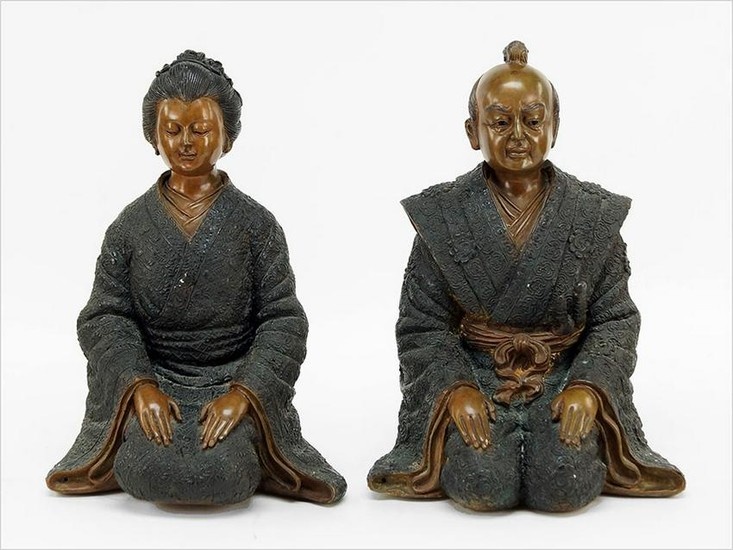 A Pair of Japanese Bronze Figures.