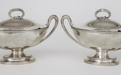 A Pair of Late George III Silver Oval Two-Handled...