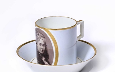 A RUSSIAN CUP AND SAUCER, IMPERIAL PORCELAIN MANUFACTORY, ST PETERSBURG, ALEXANDER II PERIOD (1855-1881)