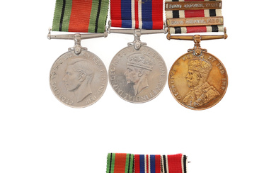 A SECOND WORLD WAR GROUP OF THREE MEDALS WITH EQUIVALENT MINIATURES.