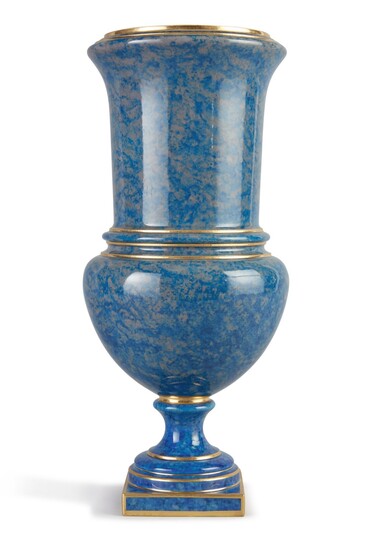 A SEVRES MOTTLED-BLUE-GROUND MEDICI VASE, CIRCA 1883