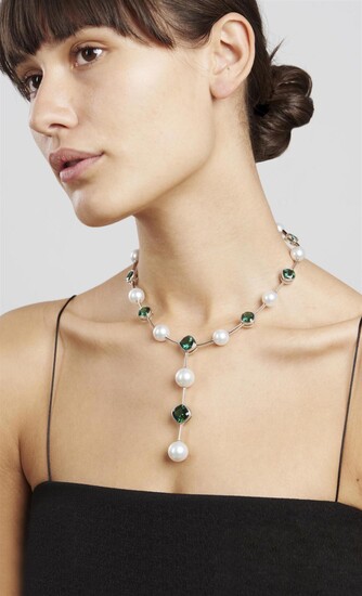 A SOUTH SEA PEARL AND TOURMALINE NECKLACE BY AUTORE