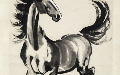 A STEED PAINTING ON PAPER BY XU BEIHONG.徐悲鸿