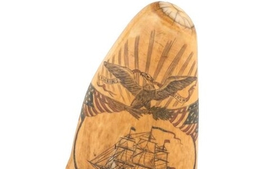 A Scrimshaw Tooth with Polychrome Depiction of the USS