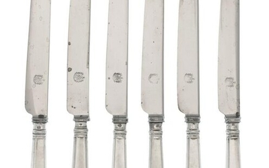 A Set of Six Russian Silver Dinner Knives