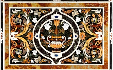 A South Italian pietre dure, mother-of-pearl and marble table top, Naples, late 17th century, in the manner of Cosimo Fanzago