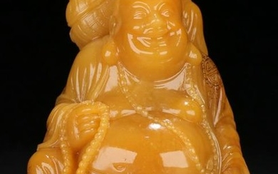 A TIANHUANG STONE CARVED BUDDHA AND FIGURE