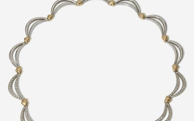 A Two-Tone 14K Gold and Diamond Necklace