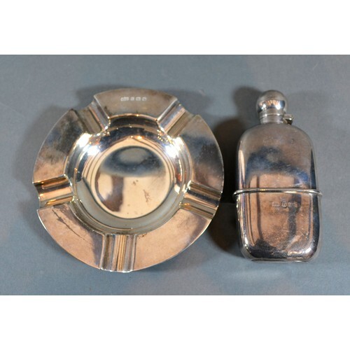 A Victorian Silver Hip Flask Birmingham 1894 together with a...