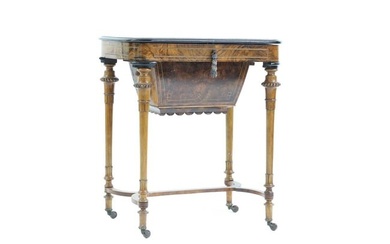 A Victorian inlaid burr-walnut work table