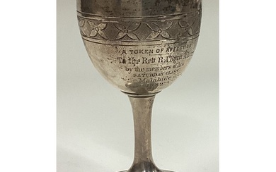 A Victorian silver communion goblet. London 1878. By George ...