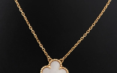 A Vintage Van Cleef and Arpels "Alhambra" 18K Gold and Mother of Pearl Pendant