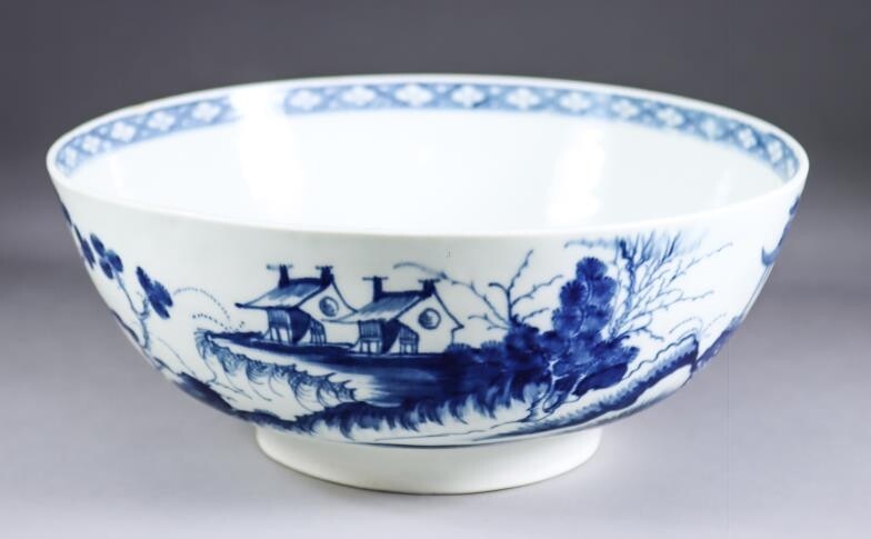 A Worcester Blue and White Porcelain Bowl, Circa 1768,...