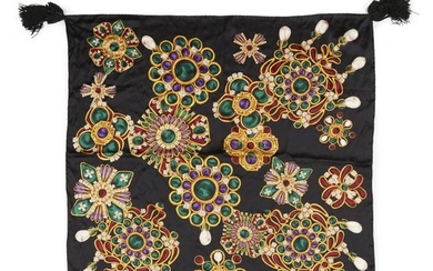A black and multicolor scarf, Chanel, Gripoix