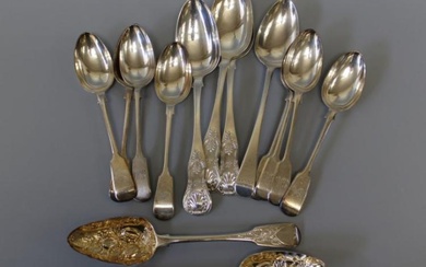 A collection of Regency and later sterling silver flatware. comprising...