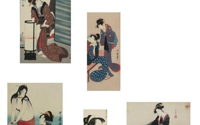 A group of five Japanese woodblock prints