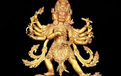 A huge gilt bronze statue of Vajra