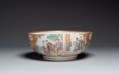 A large fine Chinese Canton famille rose 'Mandarin subject' bowl, Qianlong