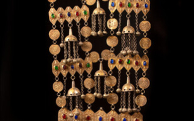 A massive gilded silver chest ornament - Turkestan 1900