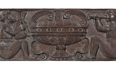 A mid-16th century carved oak panel, circa 1550