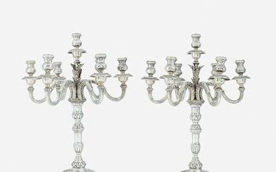 A pair of Italian silver seven-light candelabra, 20th