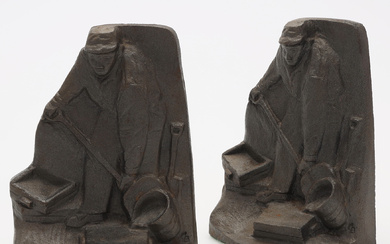 A pair of cast-iron bookends, signed, SKF, Katrineholm, 20th century.