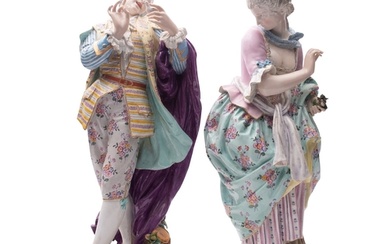 A pair of large late 19th century Continental porcelain figu...