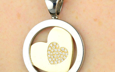 A pave-set diamond heart 'Tondo' pendant, with chain, by Bulgari.
