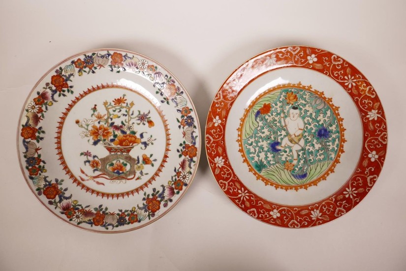 A polychrome porcelain cabinet plate with enamelled decorati...