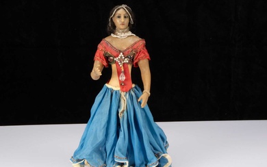 A rare late 19th century English poured wax Indian Princess doll
