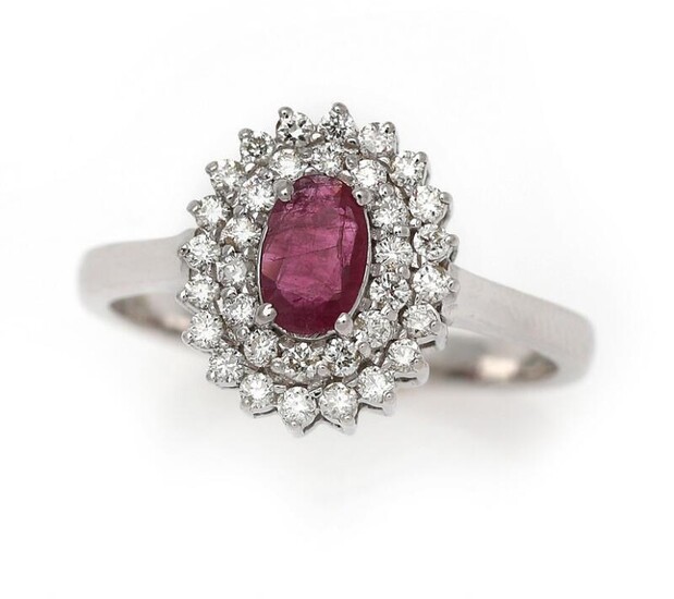 NOT SOLD. A ruby and diamond ring set with a ruby weighing app. 0.48 ct. encircled by diamonds, mounted in 14k white gold. Size app. 51.5. – Bruun Rasmussen Auctioneers of Fine Art