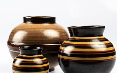 A set of three vases, Nittsjö Ceramics, 1930's.