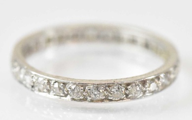 A white metal diamond set eternity ring, size R/S, approx...