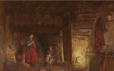 ALFRED PROVIS (BRITISH 1818-1890) FEEDING THE PETS