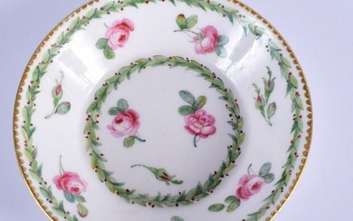 AN 18TH CENTURY SEVRES PORCELAIN SAUCER painted with